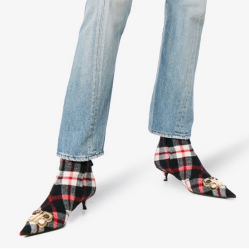 BALENCIAGA Plaid BB Booties - NEW